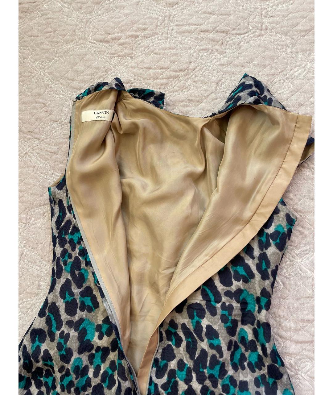 LANVIN Мульти шелковое коктейльное платье, фото 4