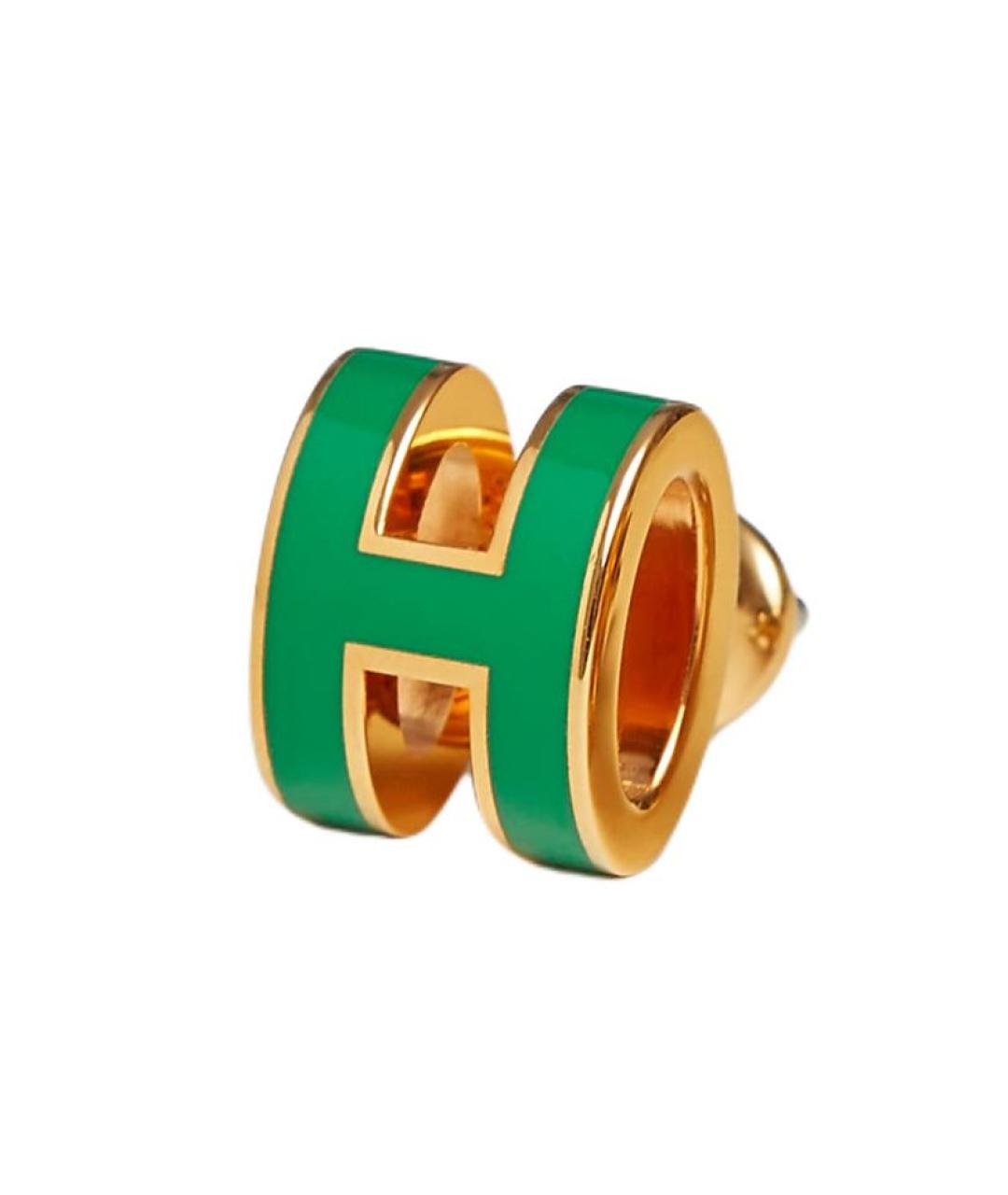 HERMES Зеленые металлические серьги, фото 2