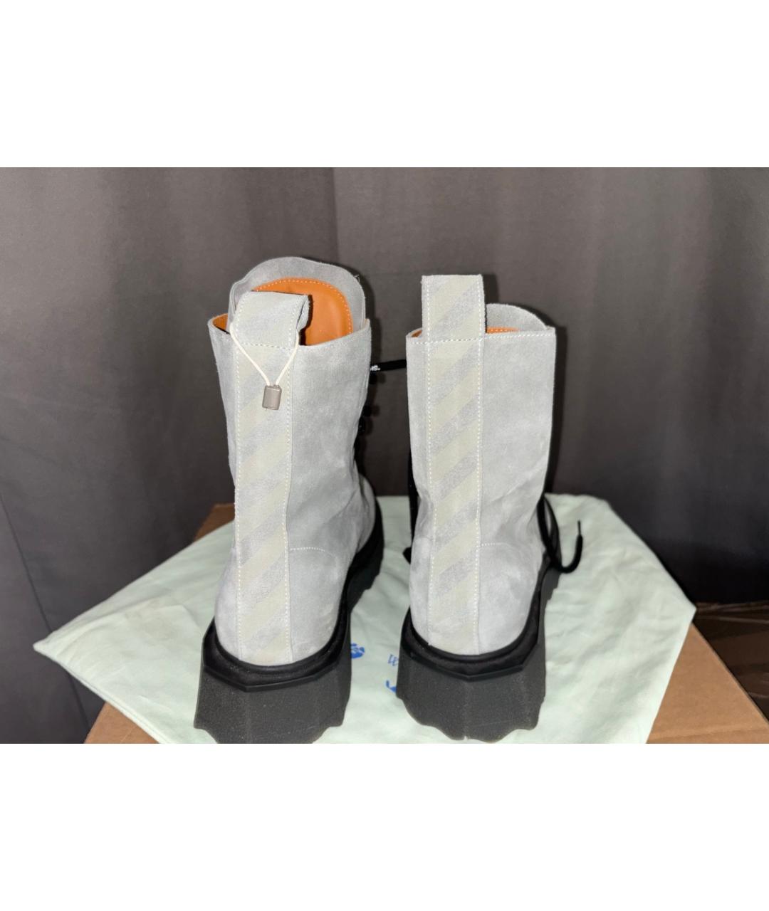 OFF-WHITE Серые замшевые ботинки, фото 3