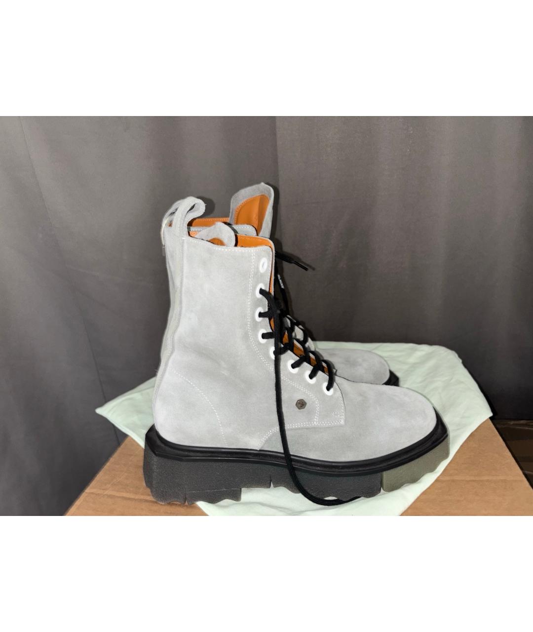 OFF-WHITE Серые замшевые ботинки, фото 7