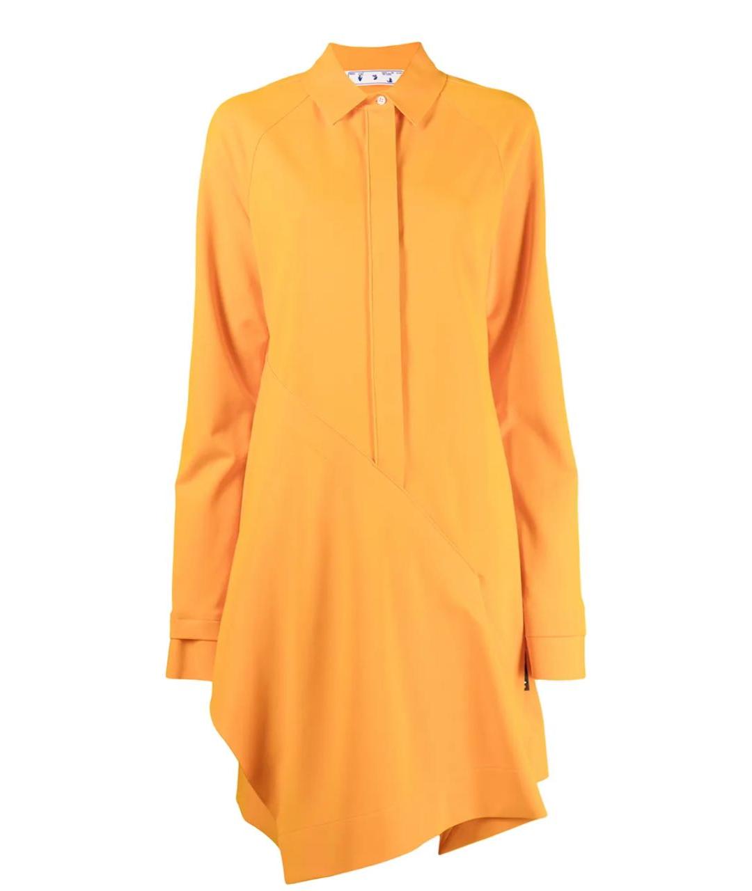 OFF-WHITE Оранжевое вискозное повседневное платье, фото 7