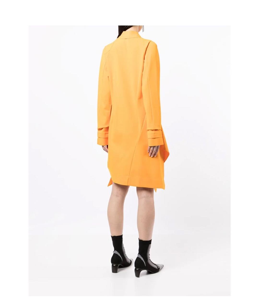 OFF-WHITE Оранжевое вискозное повседневное платье, фото 2