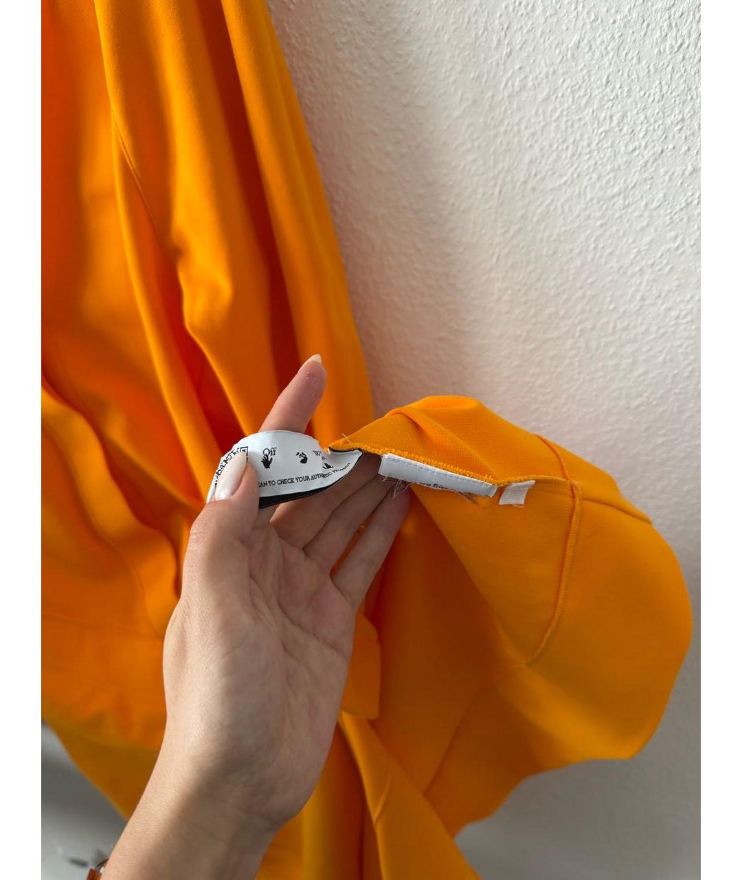 OFF-WHITE Оранжевое вискозное повседневное платье, фото 5