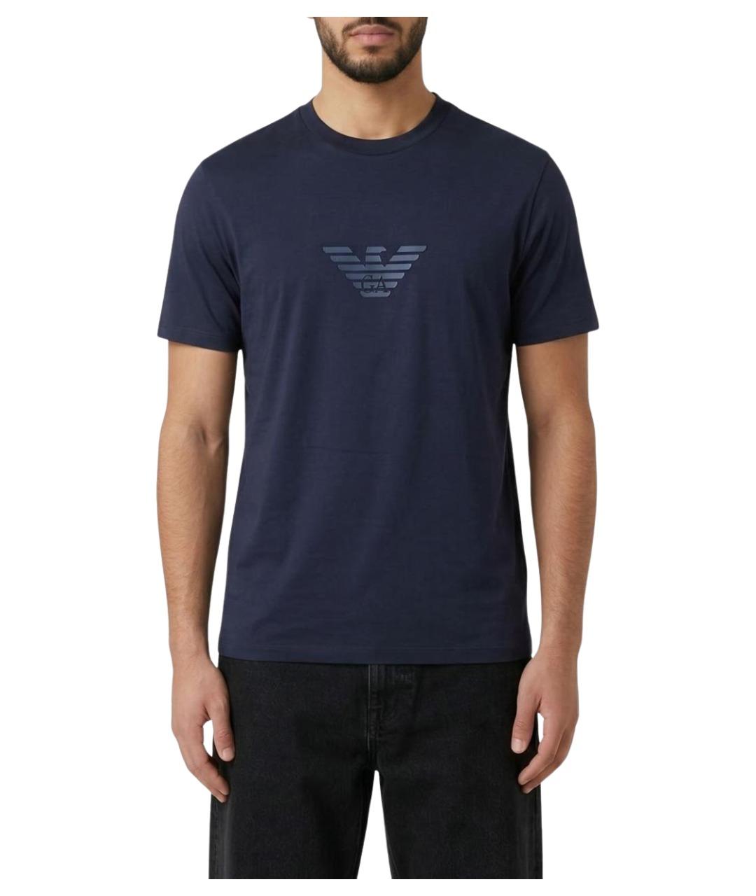 EMPORIO ARMANI Синяя хлопковая футболка, фото 1