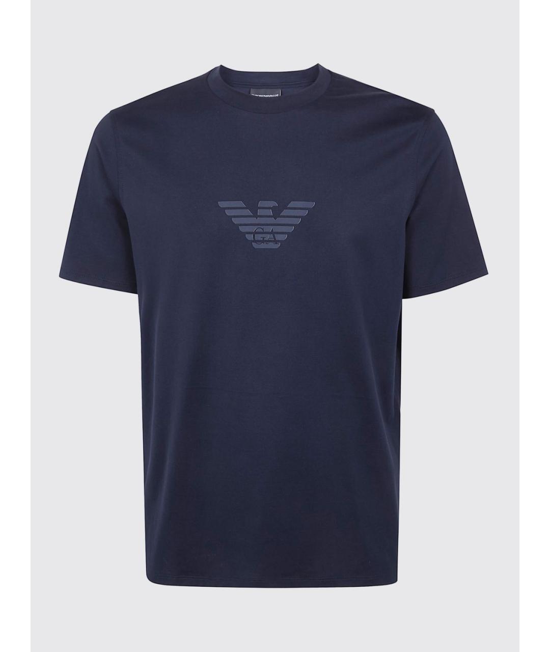 EMPORIO ARMANI Синяя хлопковая футболка, фото 2