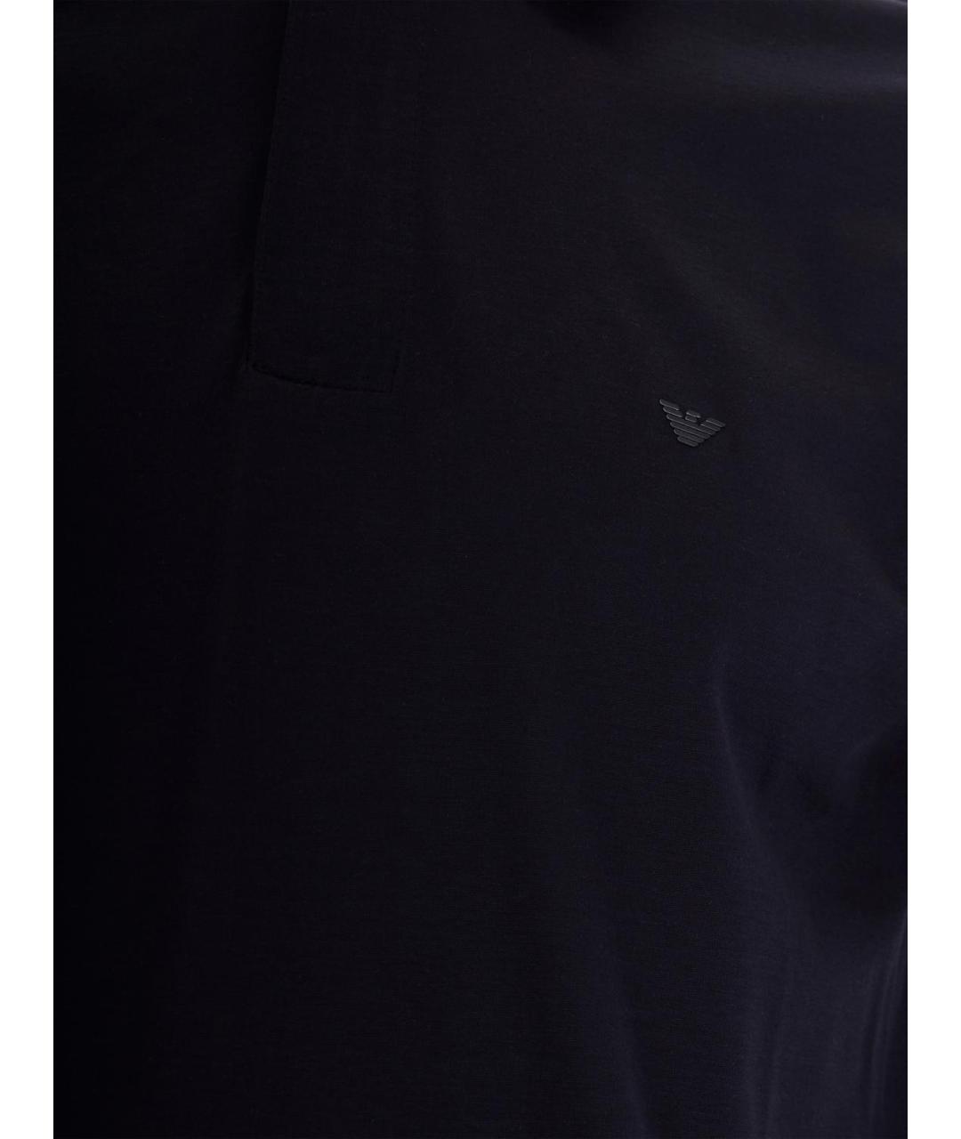 EMPORIO ARMANI Темно-синее хлопковое поло с коротким рукавом, фото 4