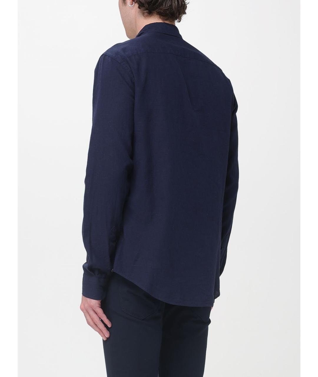 EMPORIO ARMANI Темно-синяя хлопковая кэжуал рубашка, фото 2