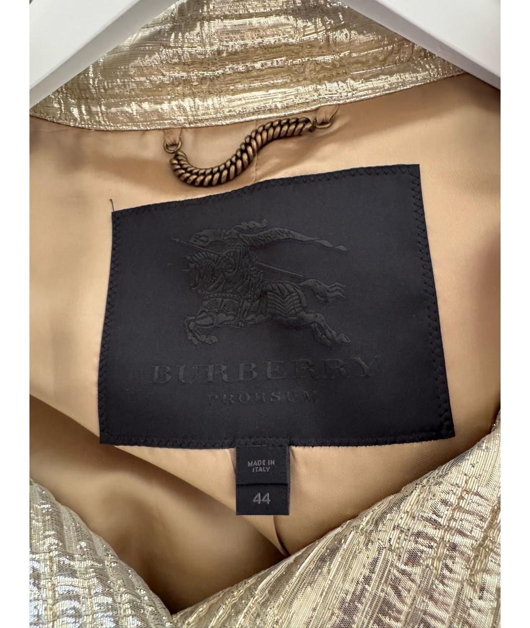 BURBERRY Золотой полиамидовый тренч/плащ, фото 4