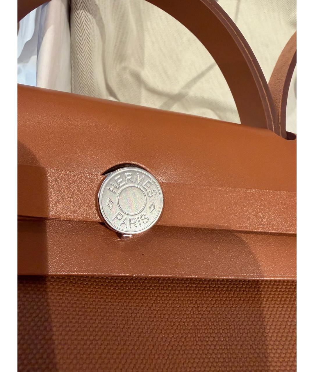 HERMES Коричневая тканевая сумка через плечо, фото 5