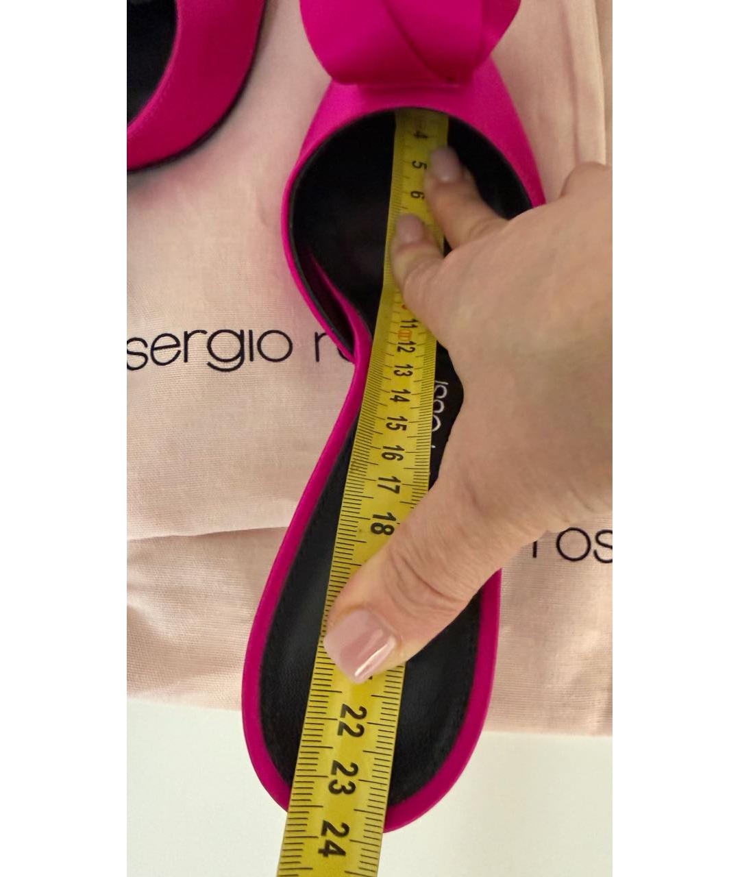 SERGIO ROSSI Фуксия текстильные мюли, фото 5