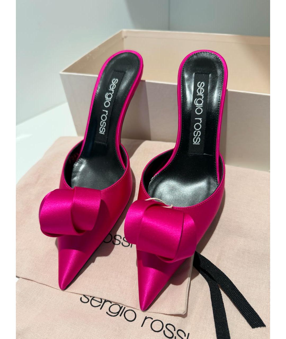 SERGIO ROSSI Фуксия текстильные мюли, фото 2
