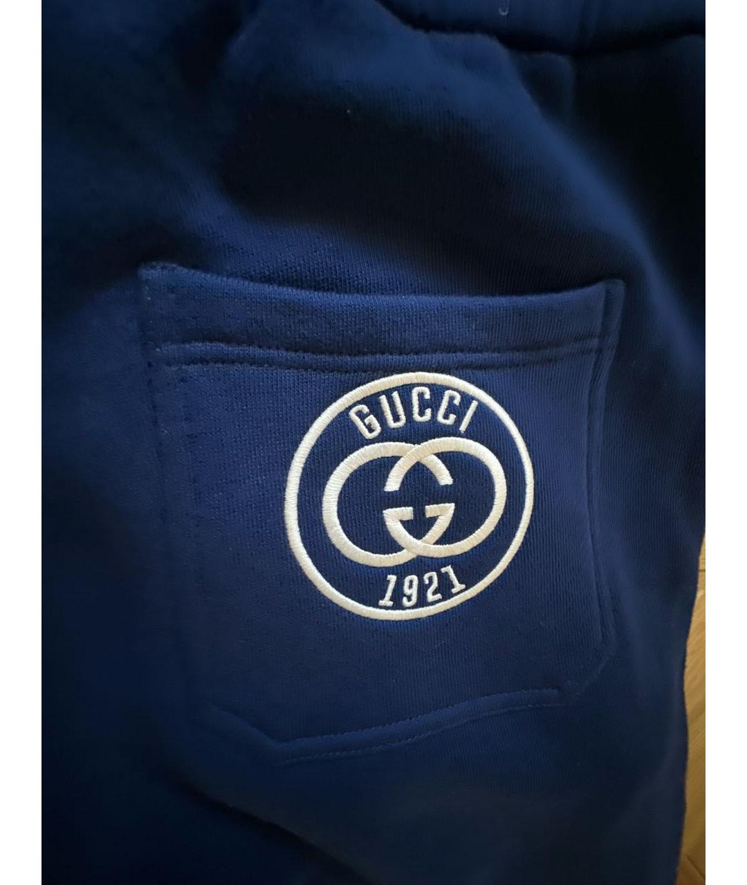 GUCCI Синие хлопковые повседневные брюки, фото 3