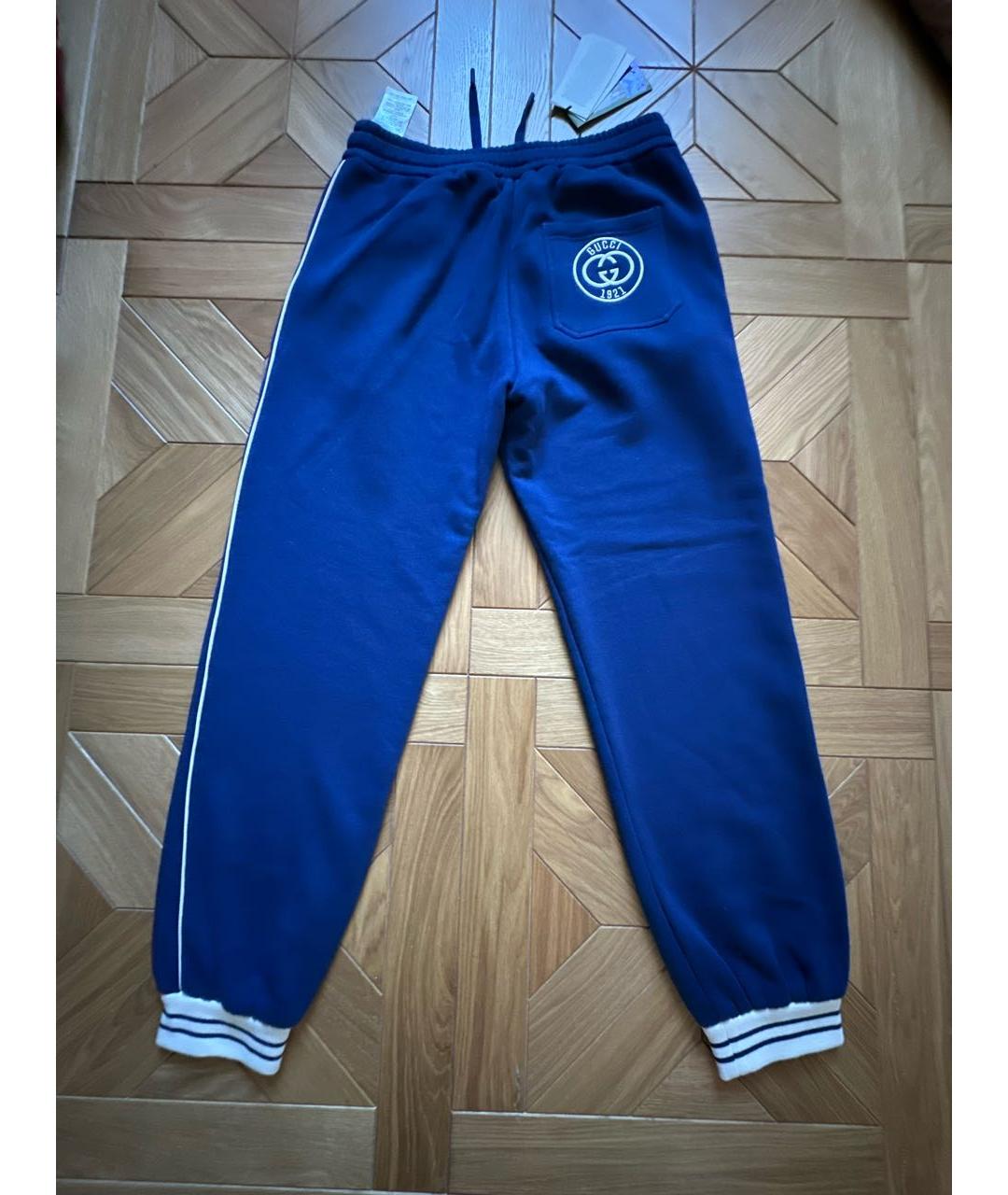 GUCCI Синие хлопковые повседневные брюки, фото 2