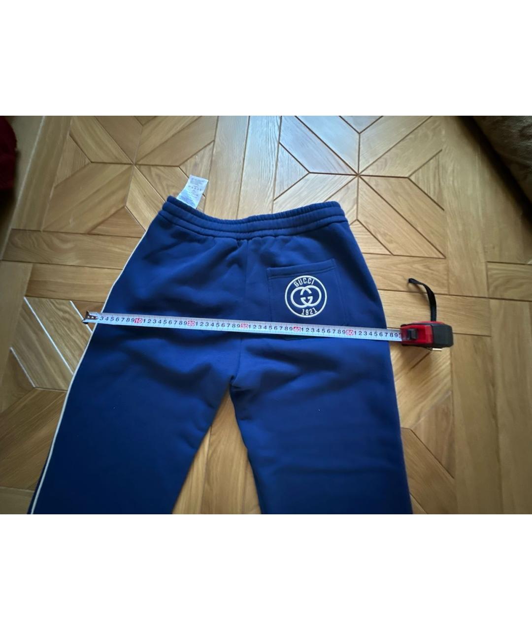 GUCCI Синие хлопковые повседневные брюки, фото 6