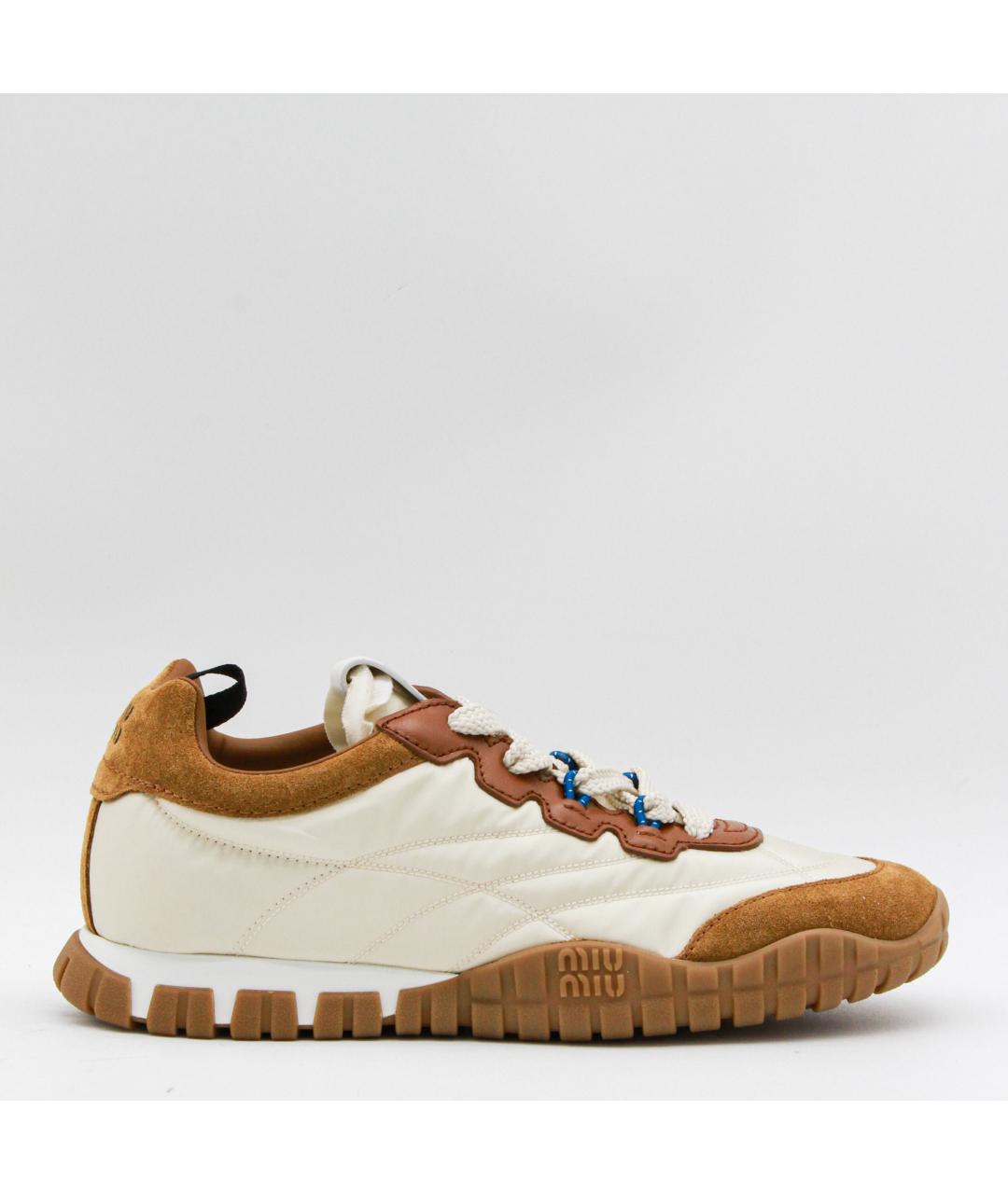 MIU MIU Бежевые текстильные кроссовки, фото 3