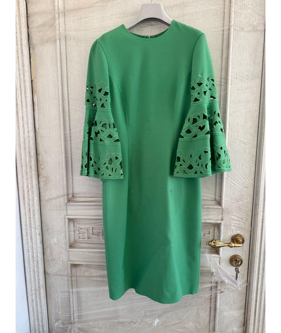 OSCAR DE LA RENTA Зеленые шерстяное платье, фото 5