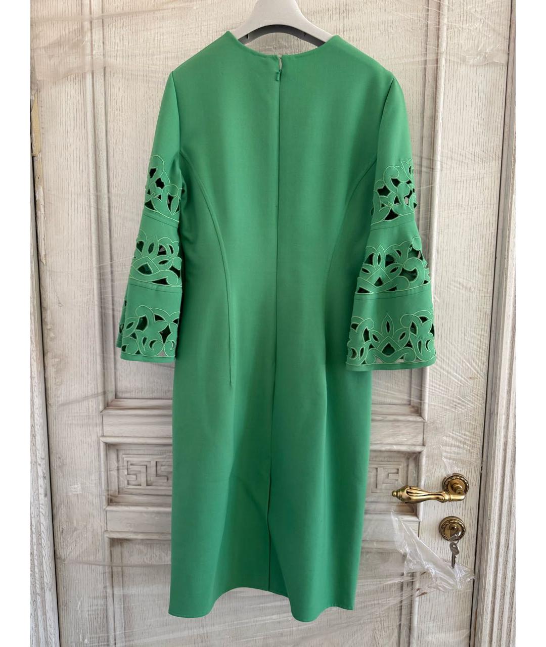 OSCAR DE LA RENTA Зеленые шерстяное платье, фото 2