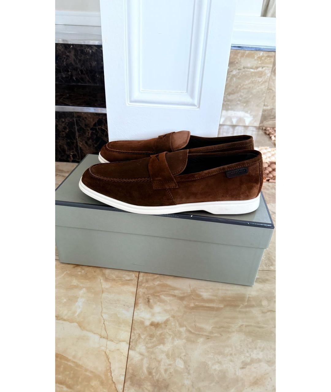 TOM FORD Коричневые замшевые лоферы, фото 5