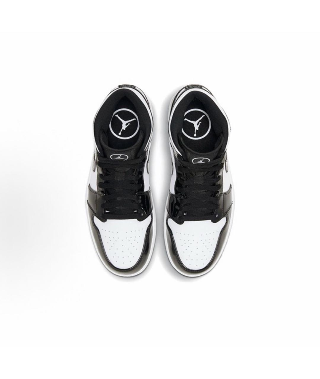 JORDAN Черные высокие кроссовки / кеды из лакированной кожи, фото 4