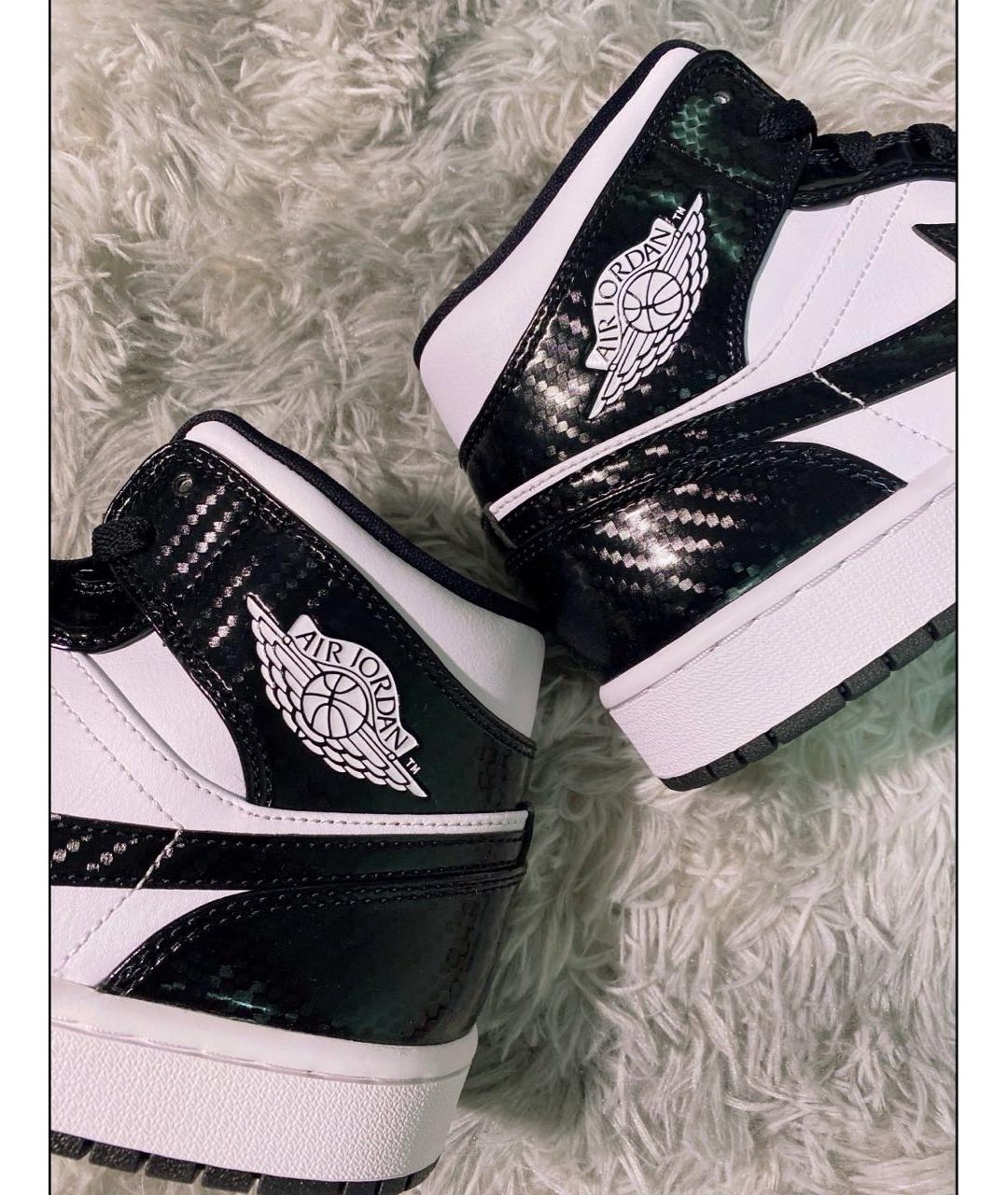 JORDAN Черные высокие кроссовки / кеды из лакированной кожи, фото 7