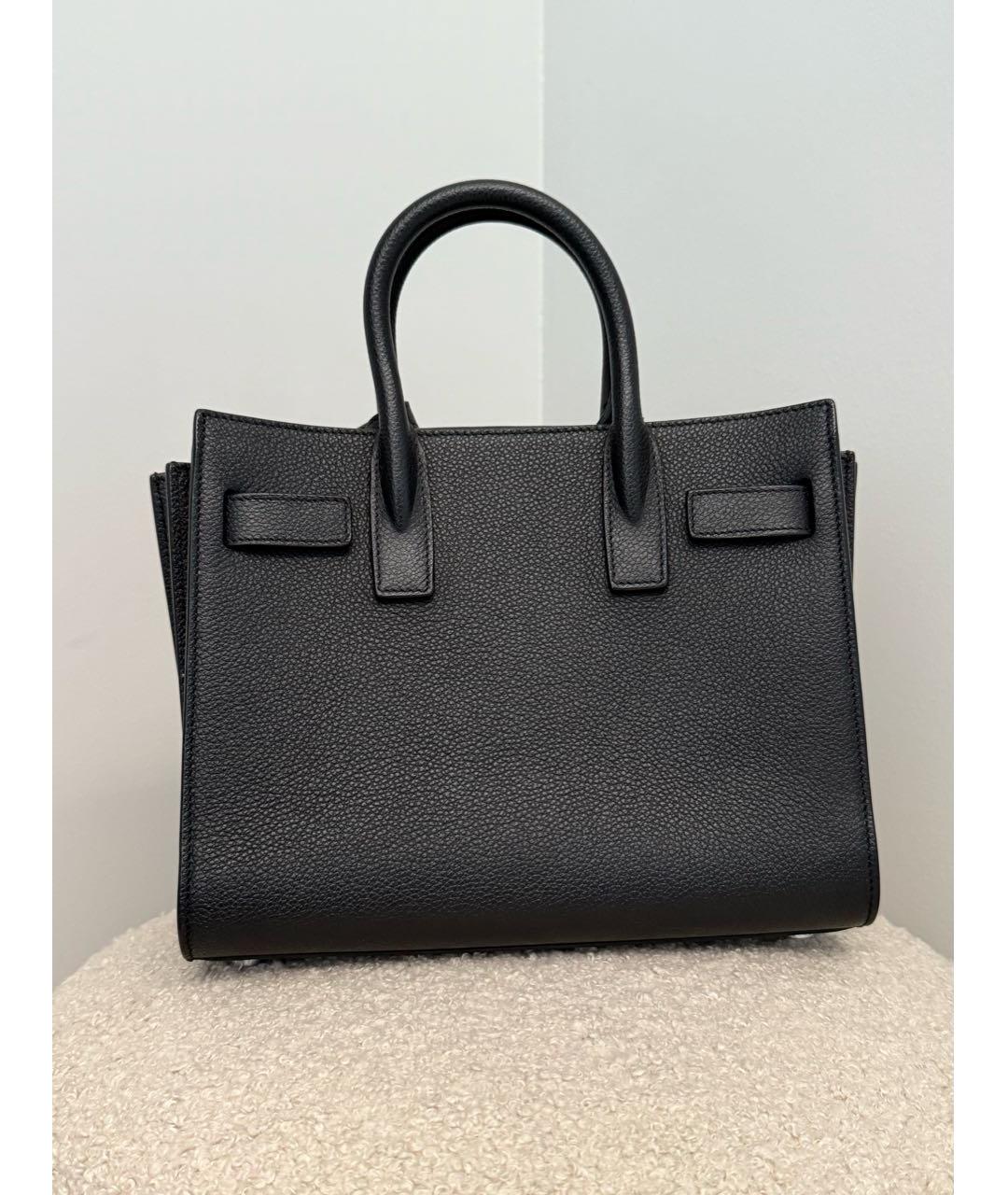 SAINT LAURENT Черная кожаная сумка тоут, фото 3