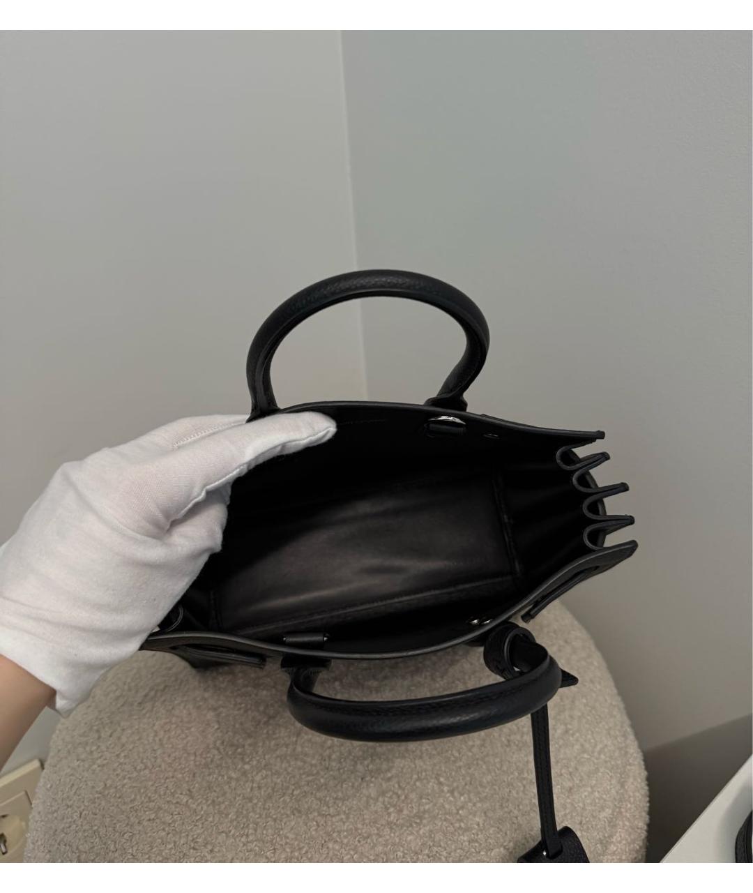 SAINT LAURENT Черная кожаная сумка тоут, фото 8
