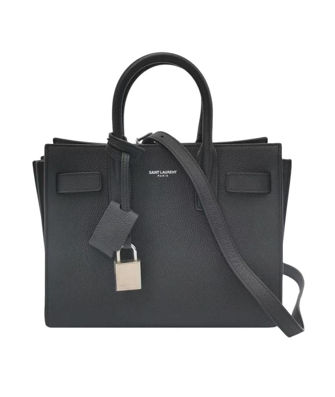 SAINT LAURENT Черная кожаная сумка тоут, фото 9