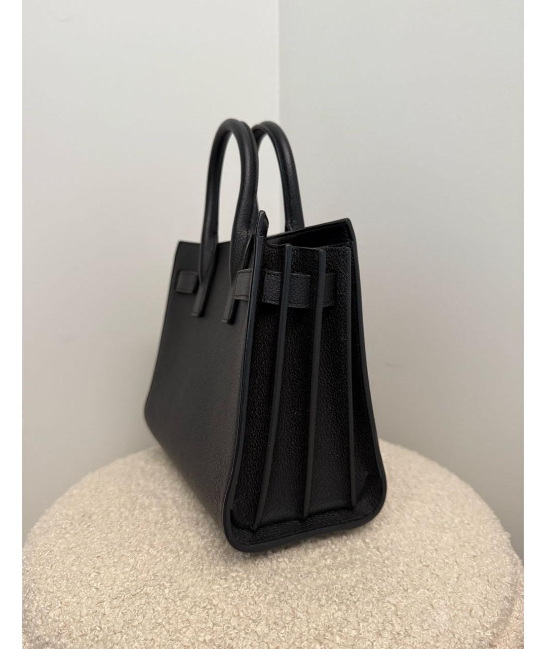 SAINT LAURENT Черная кожаная сумка тоут, фото 5