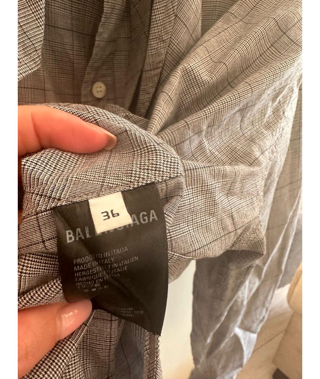 BALENCIAGA Серая хлопковая рубашка, фото 3