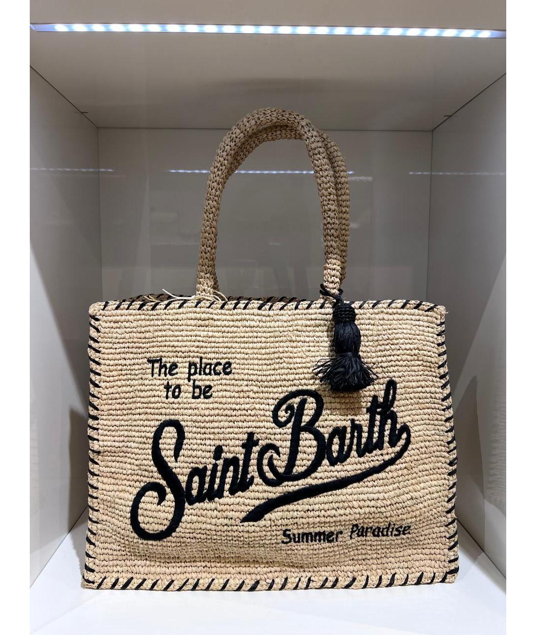 MC2 SAINT BARTH Бежевая пелетеная сумка тоут, фото 3