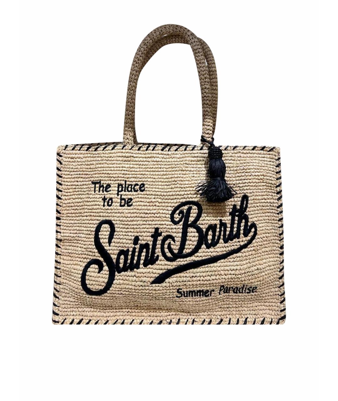 MC2 SAINT BARTH Бежевая пелетеная сумка тоут, фото 1