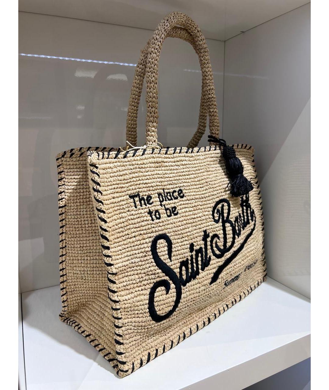 MC2 SAINT BARTH Бежевая пелетеная сумка тоут, фото 2