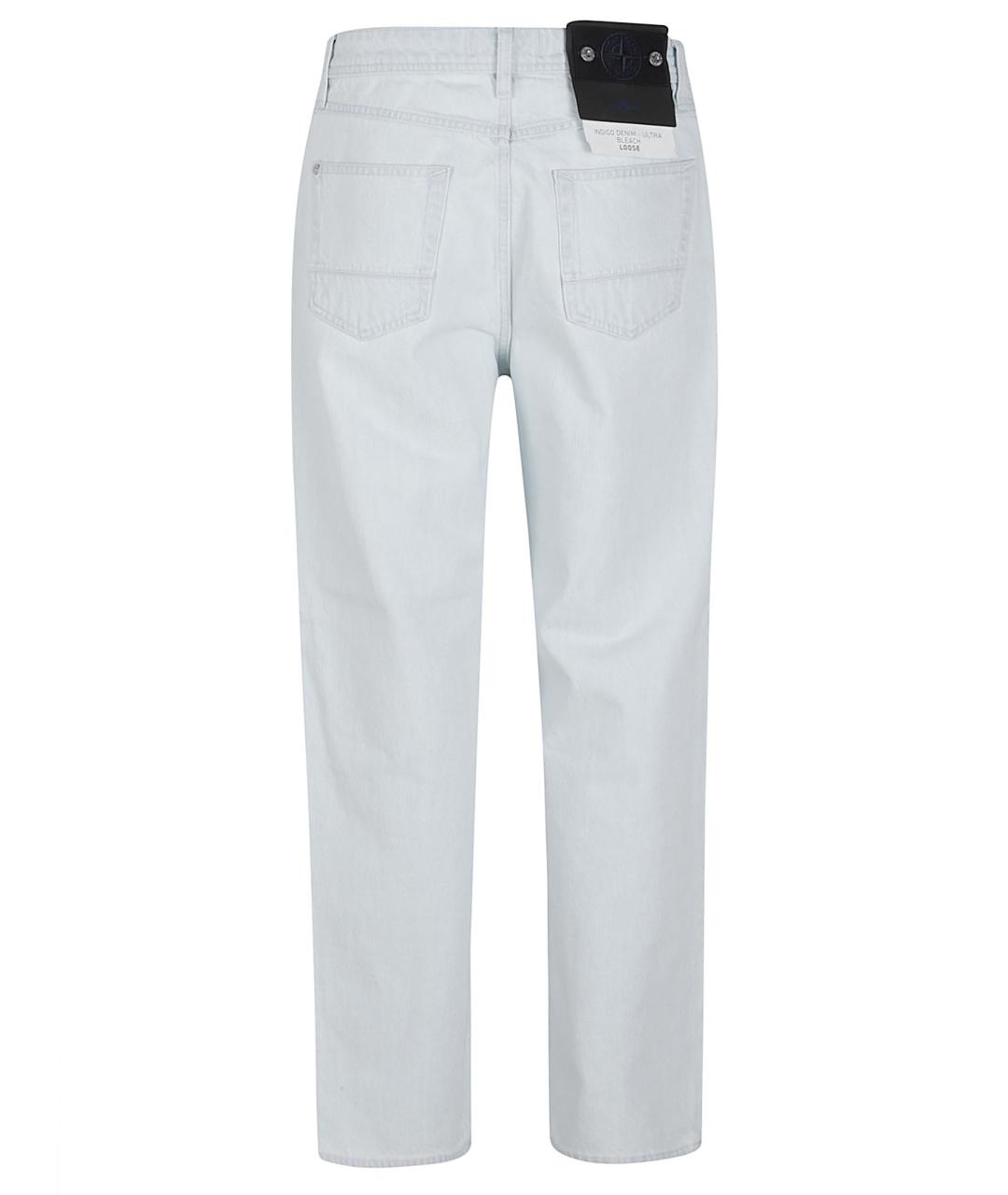 STONE ISLAND Голубые хлопковые прямые джинсы, фото 3