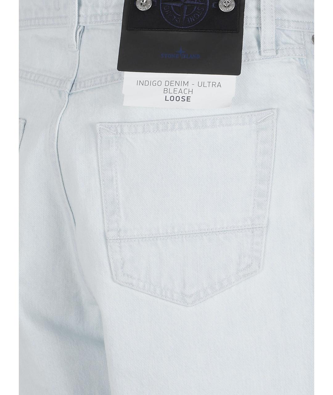 STONE ISLAND Голубые хлопковые прямые джинсы, фото 2