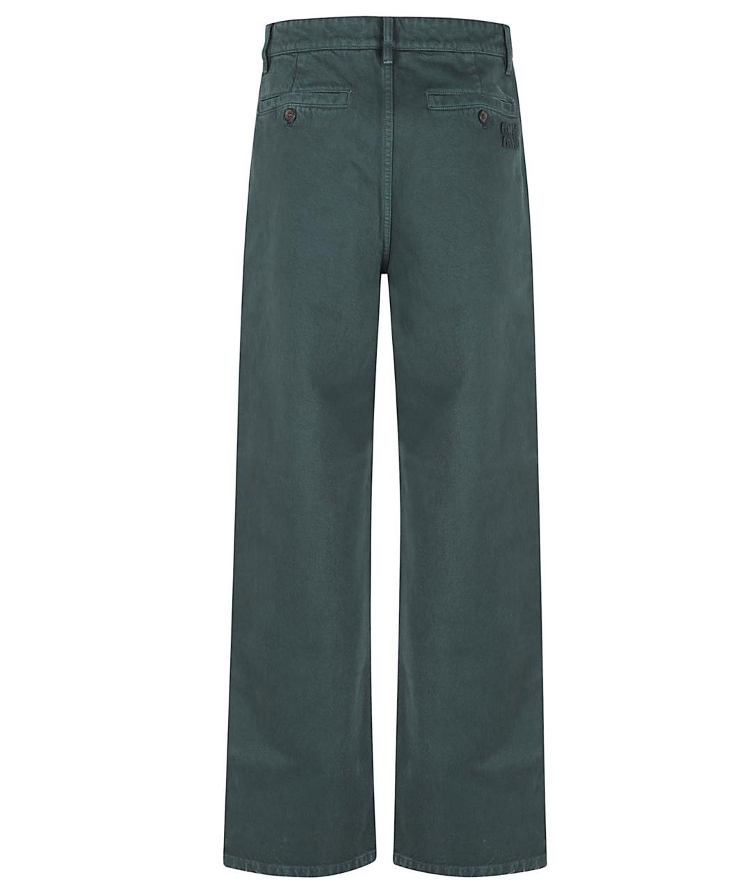 MIU MIU Зеленые хлопковые прямые брюки, фото 3