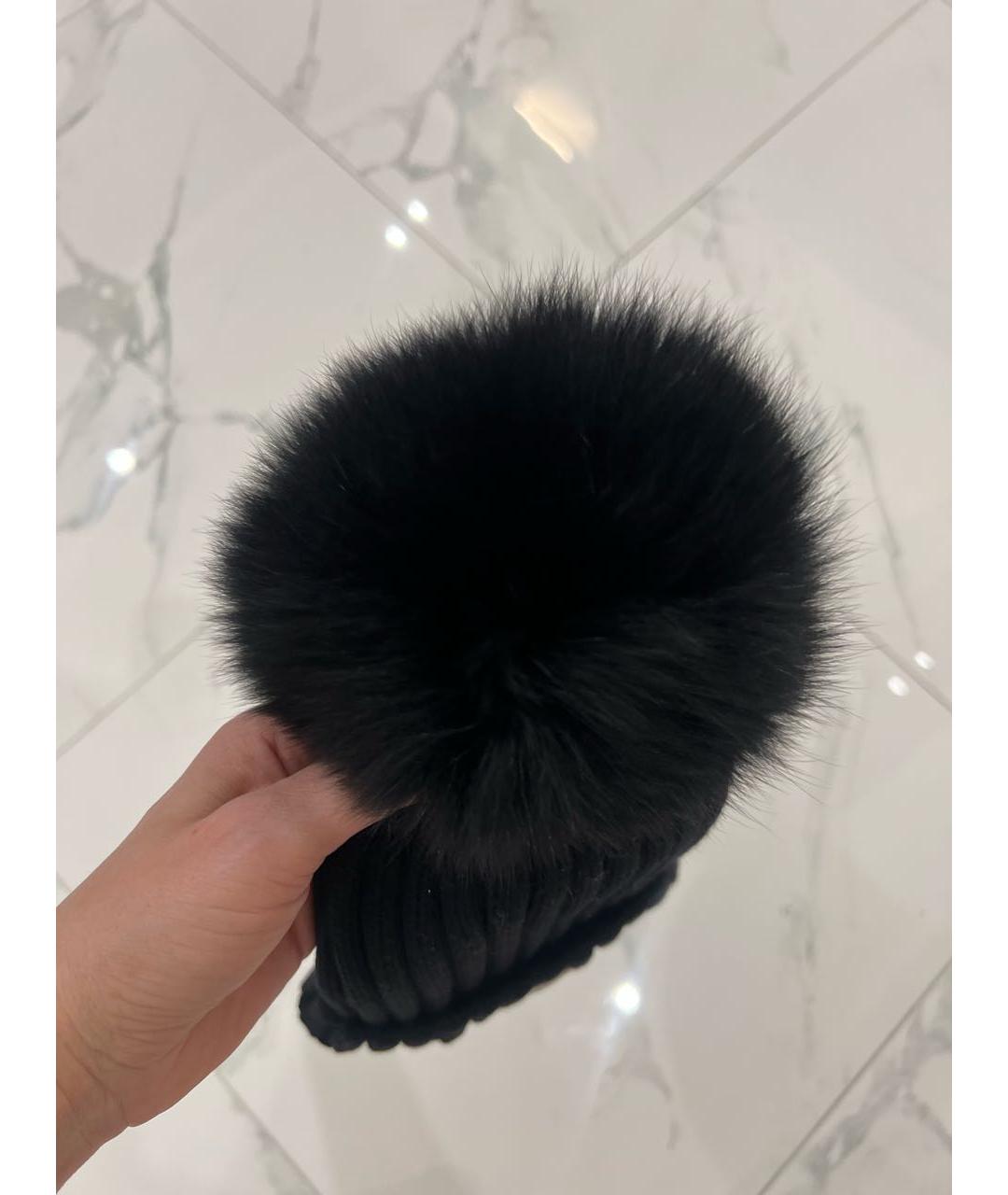 MONCLER Черная шерстяная шапка, фото 4