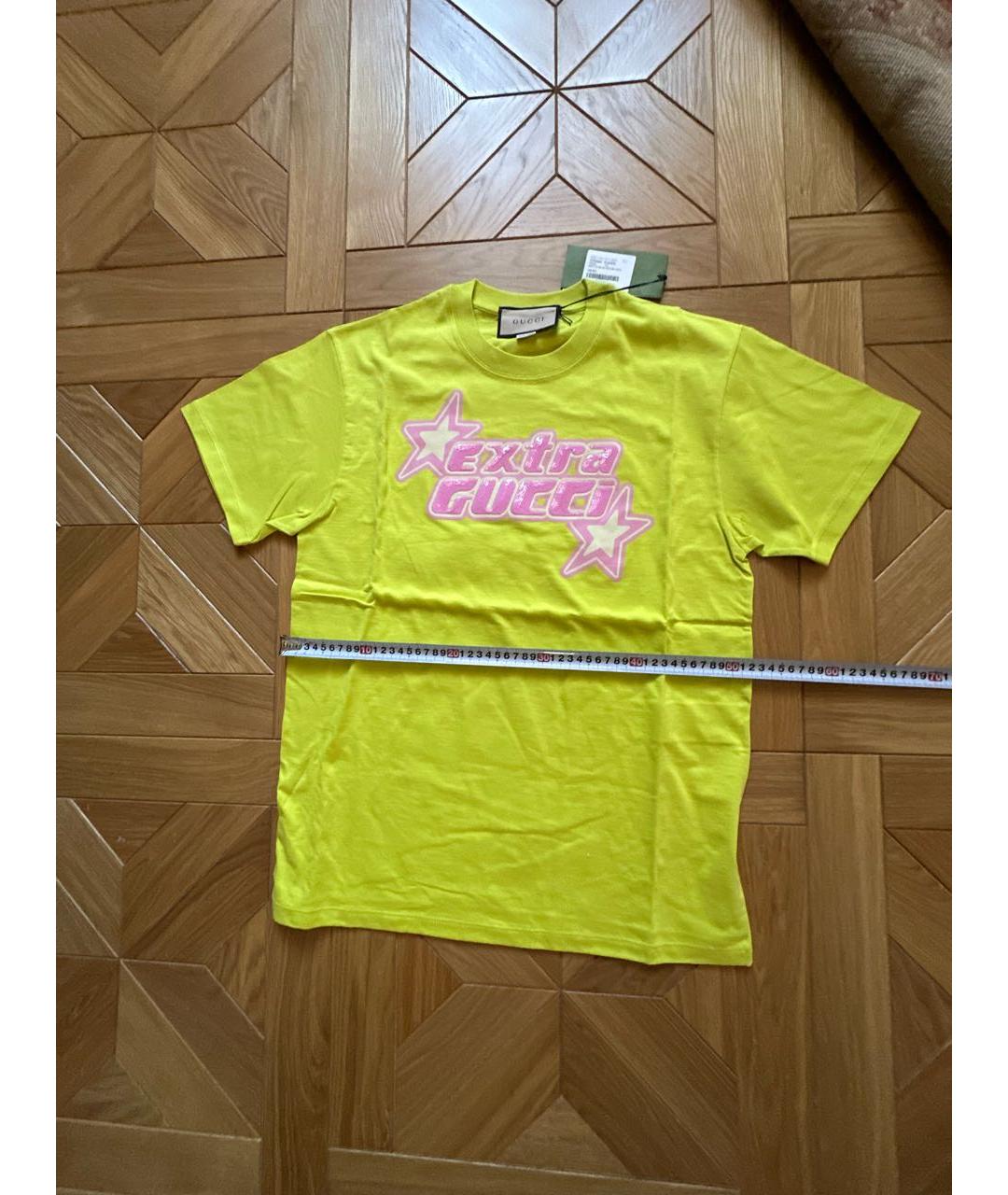 GUCCI Желтая хлопковая футболка, фото 5