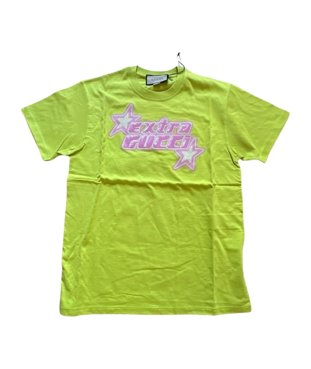 GUCCI Желтая хлопковая футболка, фото 1