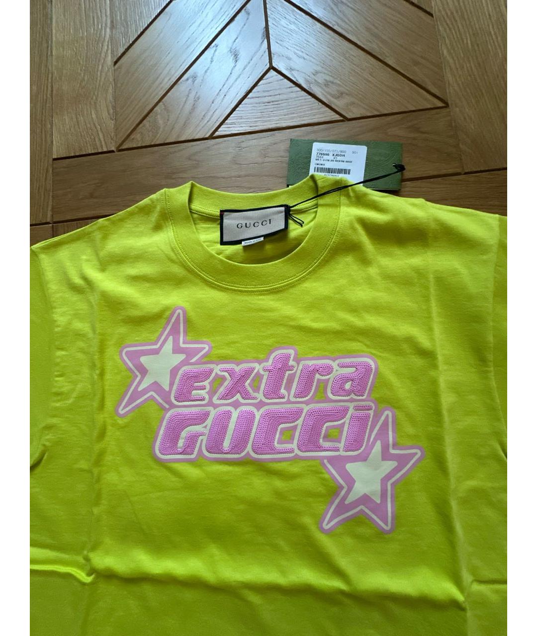GUCCI Желтая хлопковая футболка, фото 3