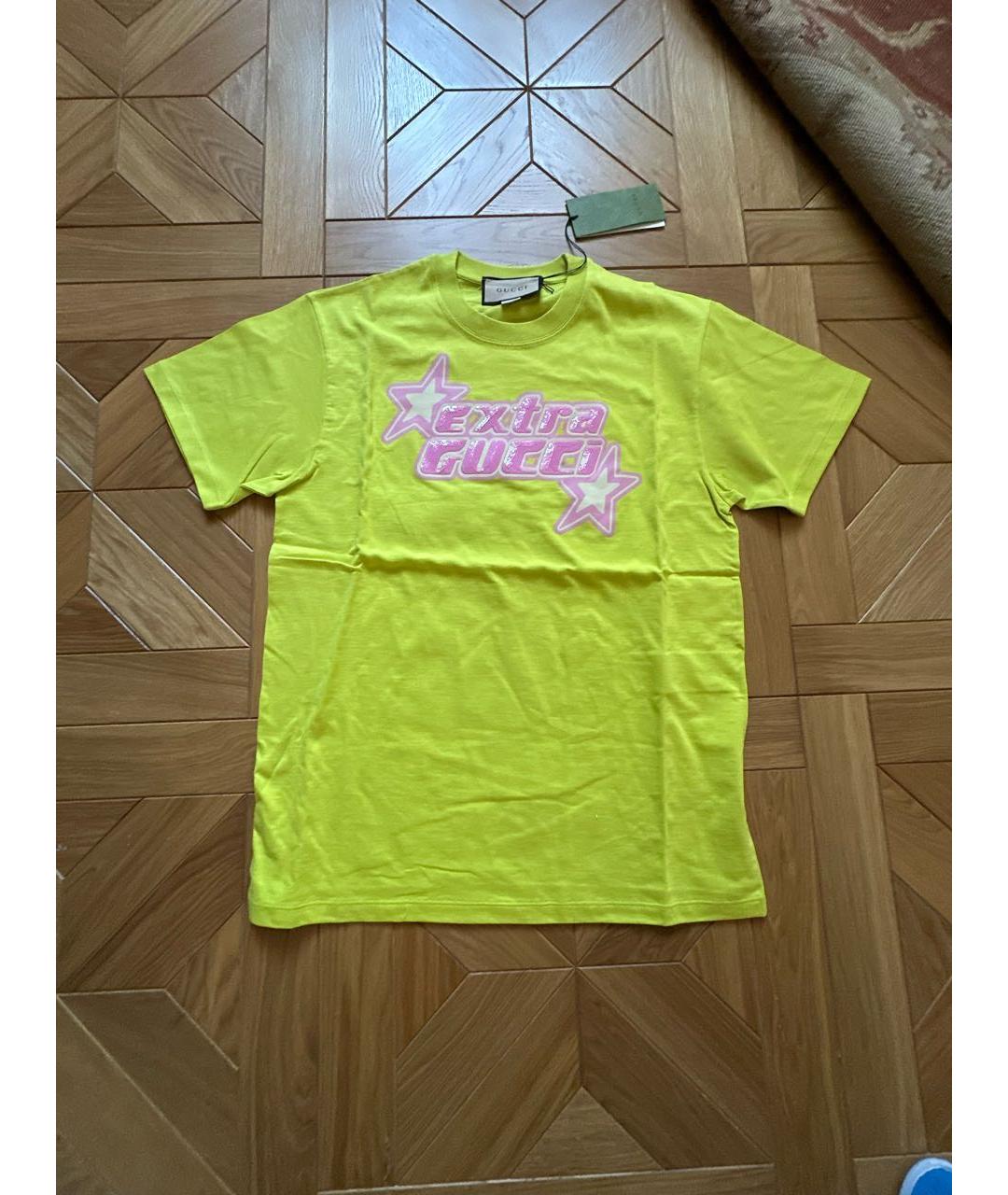 GUCCI Желтая хлопковая футболка, фото 8
