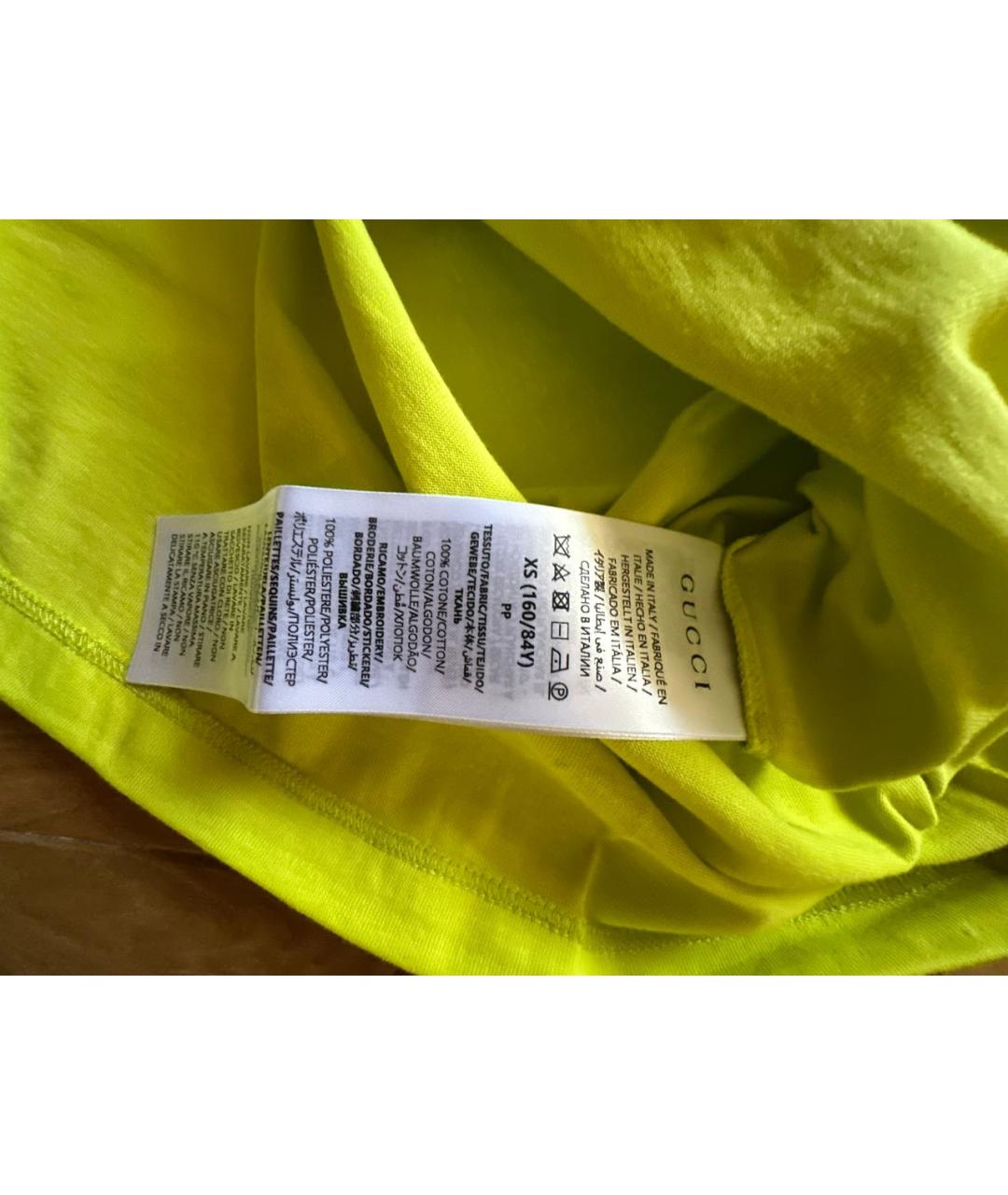 GUCCI Желтая хлопковая футболка, фото 7