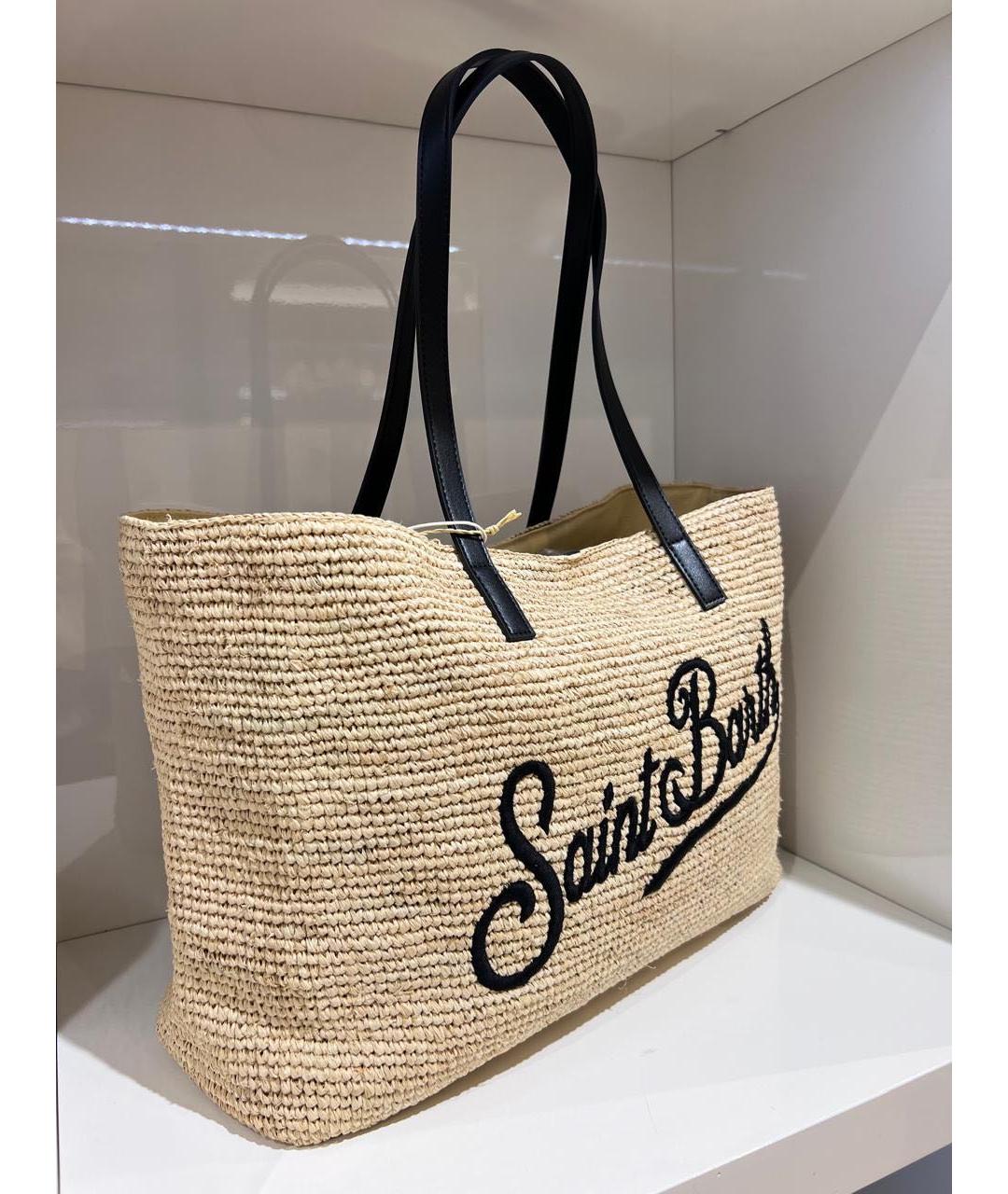 MC2 SAINT BARTH Бежевая пелетеная сумка тоут, фото 2