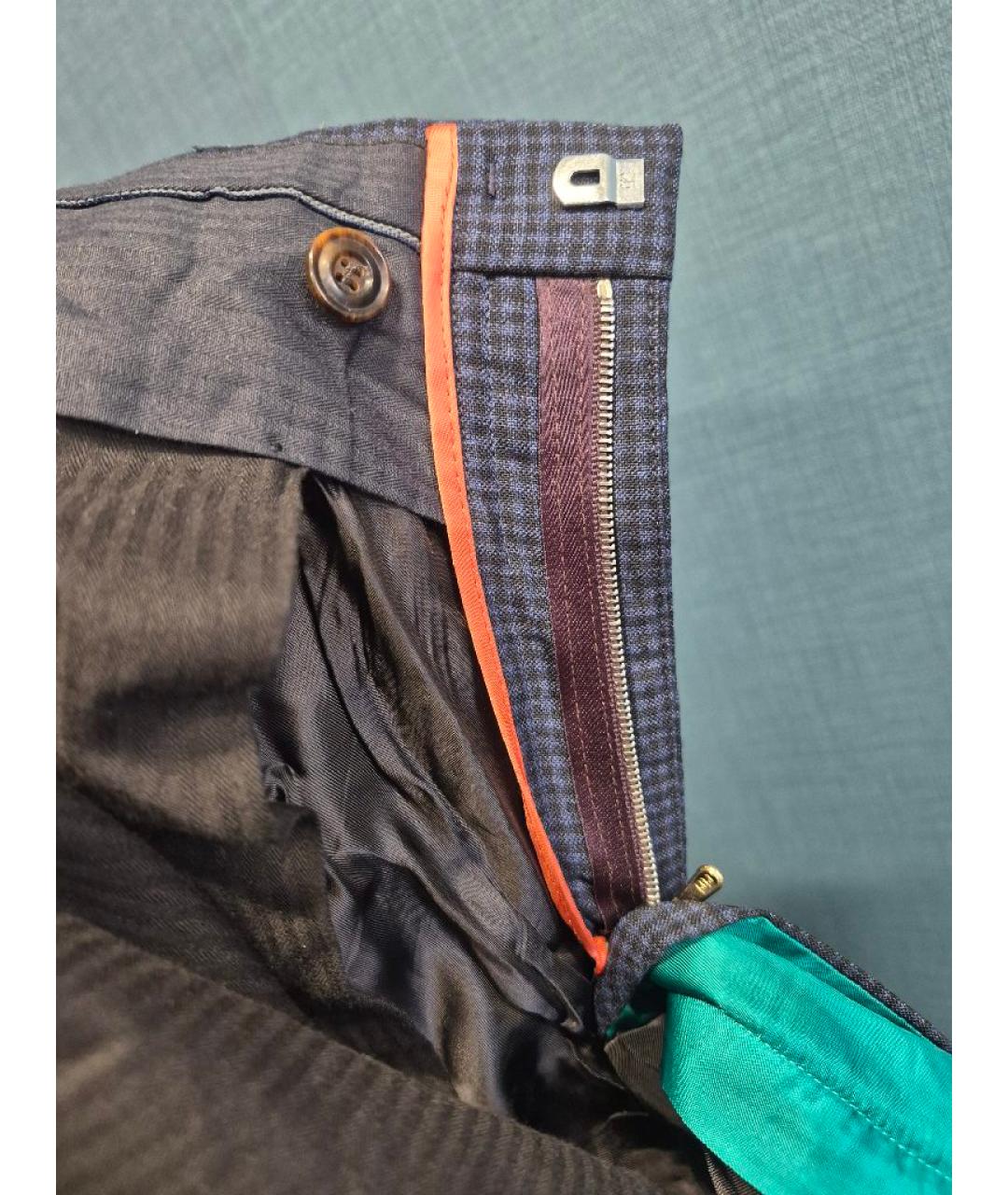 PAUL SMITH Темно-синие шерстяные классические брюки, фото 7