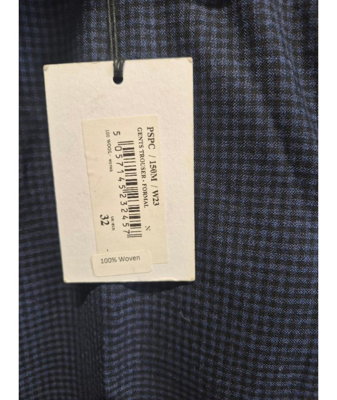 PAUL SMITH Темно-синие шерстяные классические брюки, фото 4