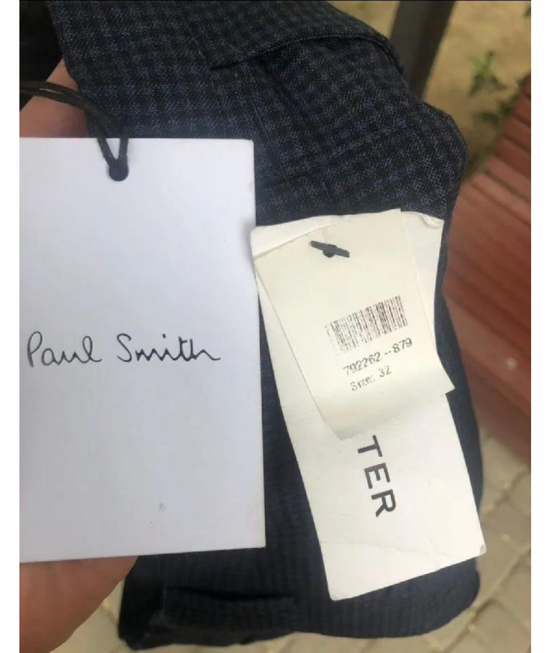 PAUL SMITH Темно-синие шерстяные классические брюки, фото 5