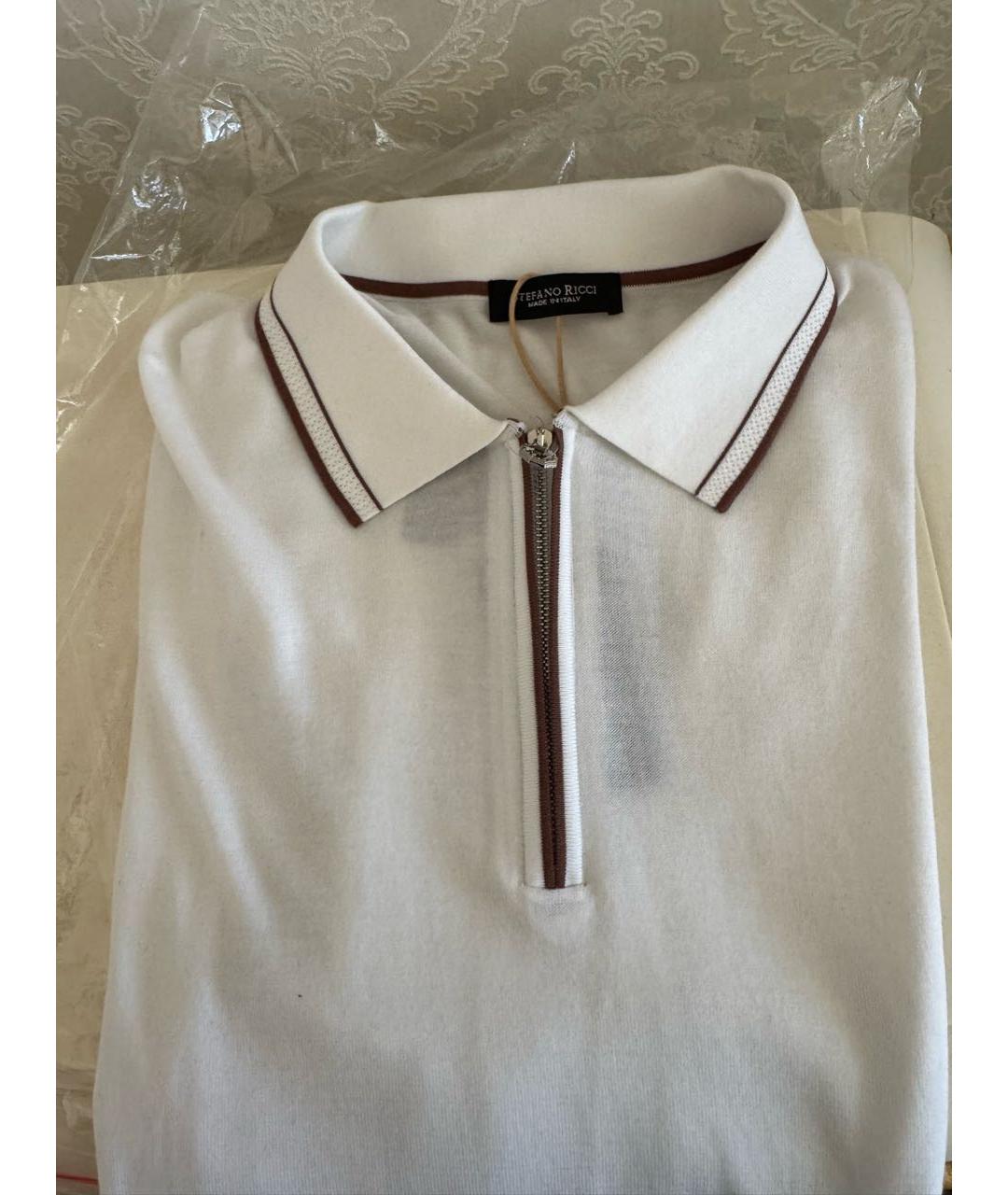 STEFANO RICCI Белое поло с коротким рукавом, фото 5