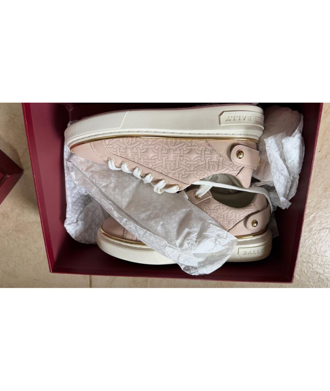 BALLY Розовые кожаные кеды, фото 5