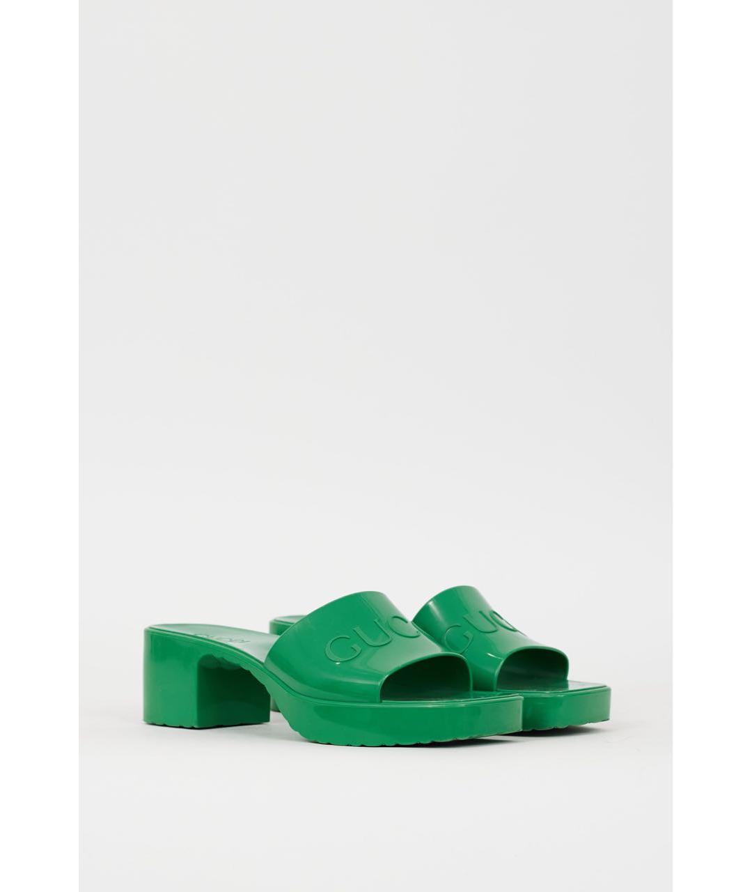 GUCCI Зеленые резиновые мюли, фото 2