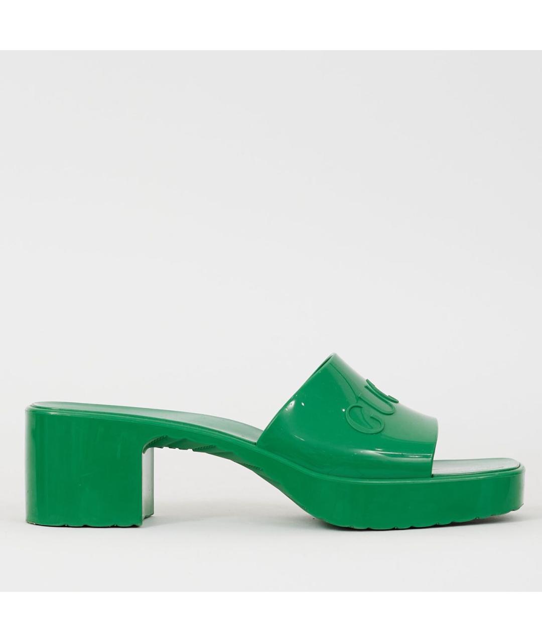 GUCCI Зеленые резиновые мюли, фото 3