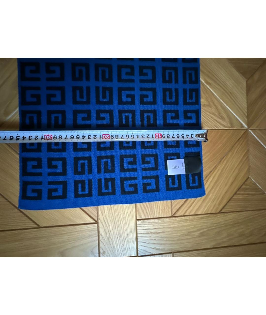 GIVENCHY Синий шерстяной шарф, фото 7